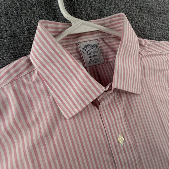 Brooks Brothers Pink 16 36 Cotton Striped Non-Iron Regent Men Shirt Long Sleeve - Picture 9 of 16